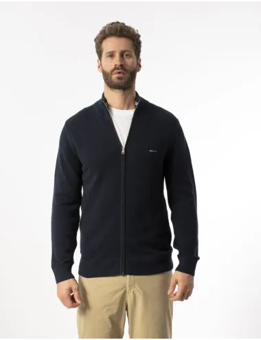 GANT COTTON PIQUE ZIP CARDIGAN