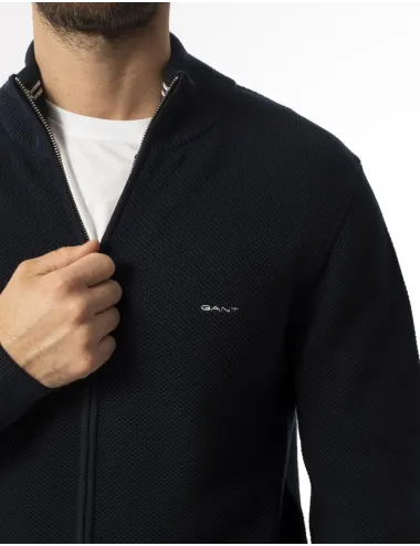 GANT COTTON PIQUE ZIP CARDIGAN